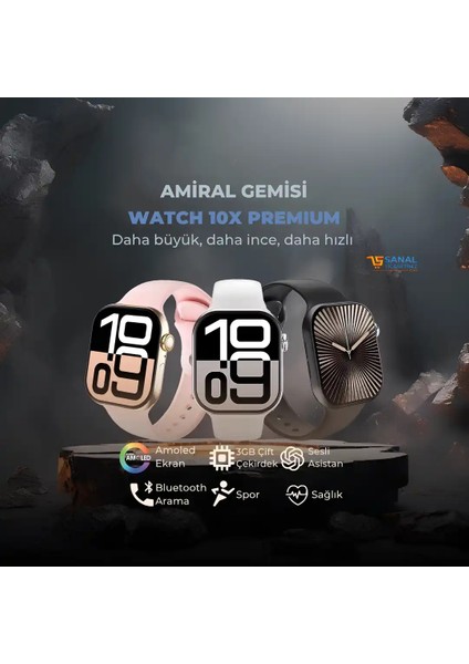 Watch 10X Premium Akıllı Saat Metal Kordonlu Seri