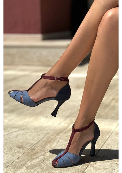 Princess Kadın Klasik Topuklu Ayakkabı Mavi Süet