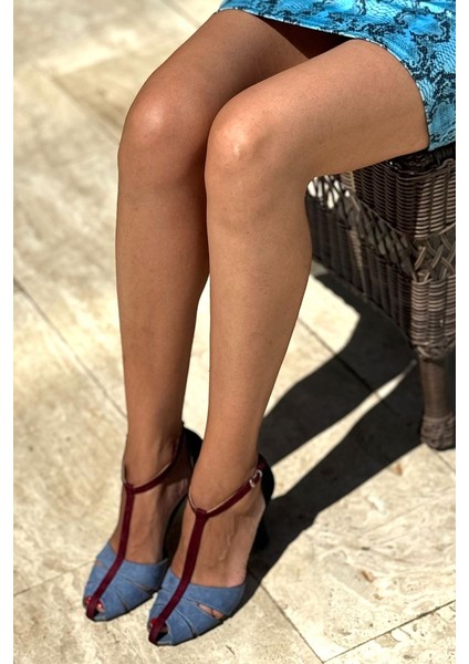 Princess Kadın Klasik Topuklu Ayakkabı Mavi Süet modelleri