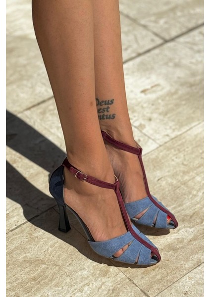 Princess Kadın Klasik Topuklu Ayakkabı Mavi Süet fırsatları