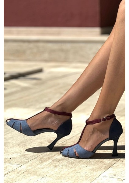 Princess Kadın Klasik Topuklu Ayakkabı Mavi Süet indirimleri