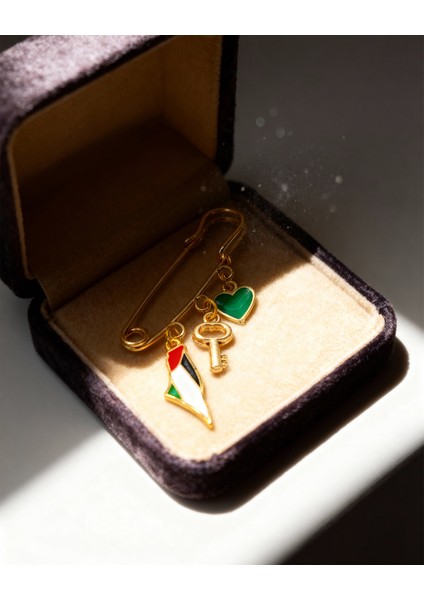 Filistin Bayrakli Haritası , Fetih Anahtarlığ ve Yeşil Kalıbı Üçlü Yaka Iğnesi Broş A300059 indirimleri