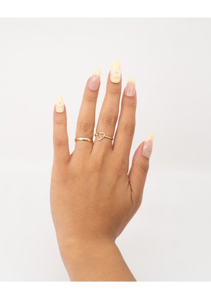 10'lu Sarı Uzun Badem TT1370 Tekrar Kullanılabilir El Yapımı Protez Takma Tırnak - Sarı-S modelleri