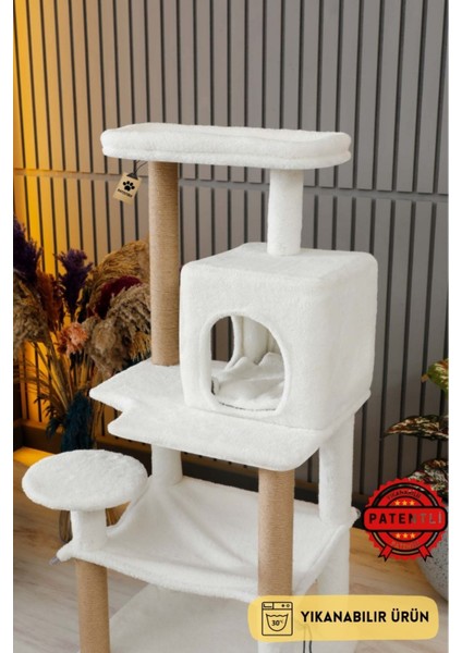 Çok Katlı Yıkanabilir Kedi Tırmalama ve Oyun Evi - Dubai Beyaz