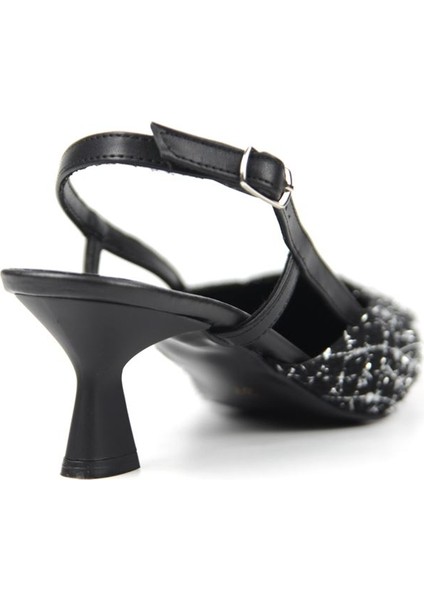 Sophie Siyah Desenli Kumaş Alçak Topuklu(4 Cm) Topuklu Ayakkabı indirimleri