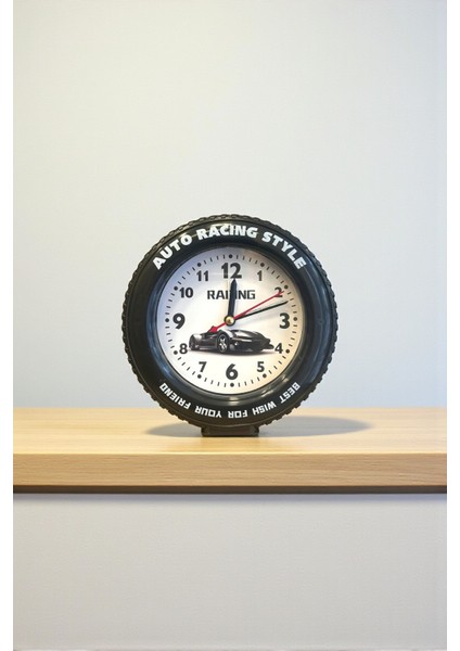Araba Tekerleği Tasarımlı Alarm Özellikli Masa Saati – 14X14X4 cm fiyatları