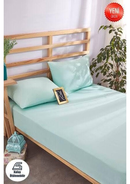 Çift Kişilik %100 Pamuk Ranforce Lastikli Çarşaf + 2 Adet Yastık Kılıfı 160 x 200