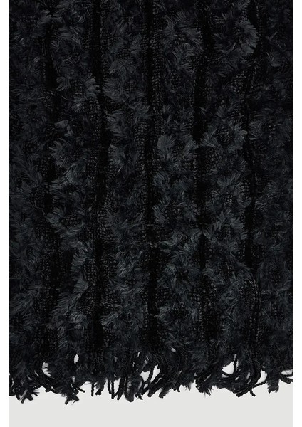 Püsküllü Örgü Şal - Siyah fiyatları