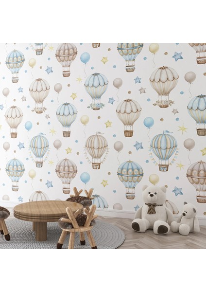 Uçan Balonlu Çocuk Odası Duvar Kağıdı -Isı ve Ses Yalıtımı Yırtılmaz fiyatları