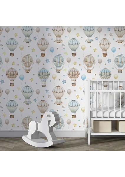 Uçan Balonlu Çocuk Odası Duvar Kağıdı -Isı ve Ses Yalıtımı Yırtılmaz fırsatları