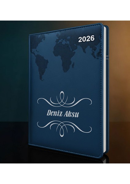Kişiye Özel Isimli Termo Sert Kapak 2026 Lacivert Ajanda -1, Öğretmenler Günü Hediyesi, Yeni Iş Hediyesi