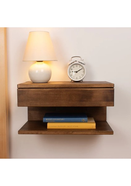 Ahşap Tek Çekmeceli Duvara Monte Kitaplık Komodin fiyatları