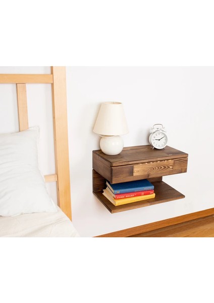 Ahşap Tek Çekmeceli Duvara Monte Kitaplık Komodin modelleri