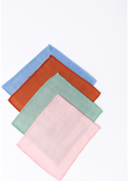 Renkli Müslin Ağız Silme Mendili 4'lü- %100 Pamuk