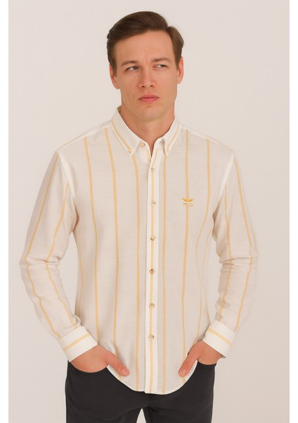 Erkek Ncb Çizgili Keten Gömlek
