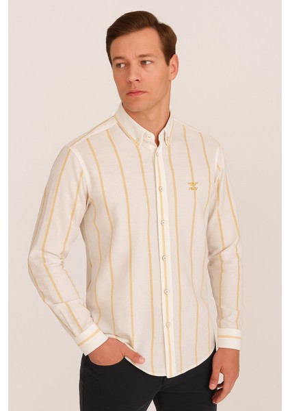 Erkek Ncb Çizgili Keten Gömlek