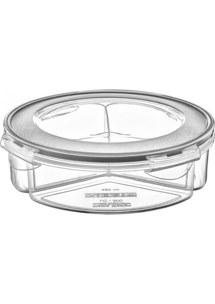 3 Bölmeli Sızdırmaz Contalı Kilitli Kapaklı 1,35 Litre Yuvarlak Erzak Saklama Kabı LC-500 (K95)