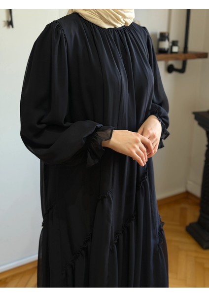 Verev Büzgülü Şifon Elbise 1006 modelleri