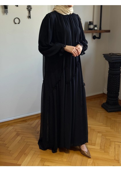 Verev Büzgülü Şifon Elbise 1006 indirimleri