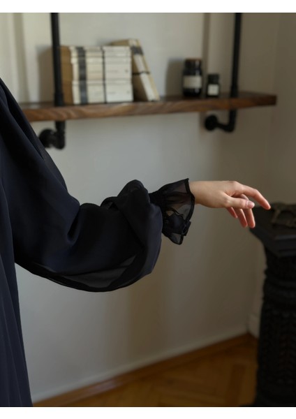 Verev Büzgülü Şifon Elbise 1006