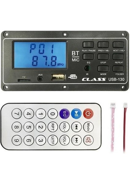 USB-130 USB Sd Mıc Aux Bluetooth Kumandalı Ekranlı Çevirici Dijital Player Board