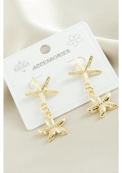 Deniz Yıldızı Çiçek Metal Küpe