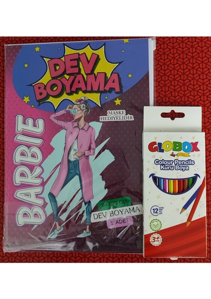 Barbi Dev Boyama Kitabı (90CMX64CM) ve 12 Li Kuru Boya Kalemi