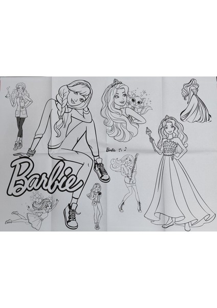 Barbi Dev Boyama Kitabı (90CMX64CM) ve 12 Li Kuru Boya Kalemi fiyatları