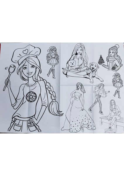 Barbi Dev Boyama Kitabı (90CMX64CM) ve 12 Li Kuru Boya Kalemi modelleri