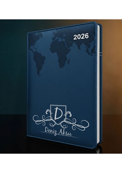 Kişiye Özel Isimli Termo Sert Kapak 2026 Lacivert Ajanda -10, Öğretmenler Günü Hediyesi, Yeni Iş Hediyesi