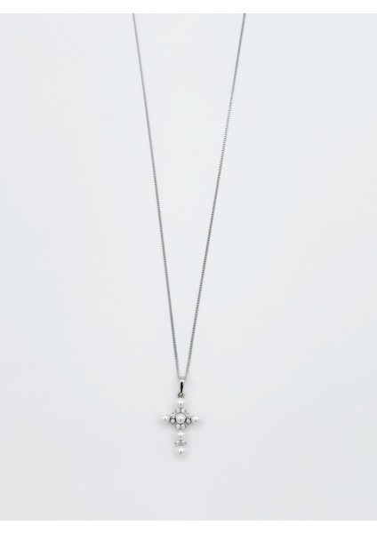 White Gold Grande Pearl Cross