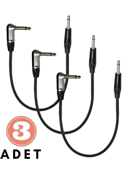 Pedal Bağlantı Kablosu Efekt Pedal Ara Kablosu Çift Jaklı Düz/l 3 Adet