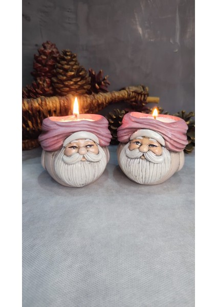 Neşeli Noel Baba 2 ' Li Mumluk Seti ( Vanilyalı Inci Tozu Mum ve Fitil Hediyeli ) modelleri