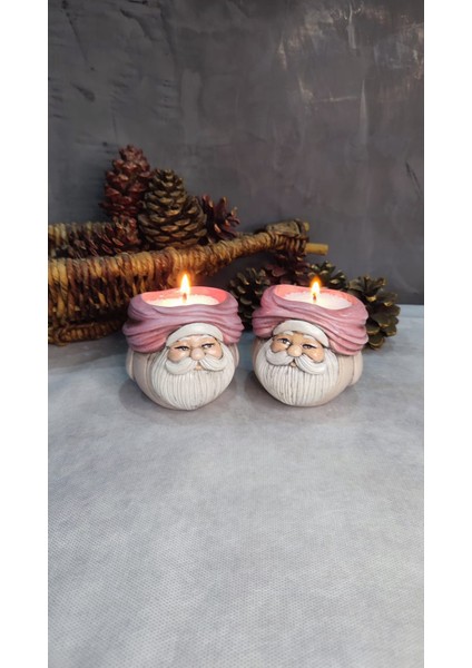 Neşeli Noel Baba 2 ' Li Mumluk Seti ( Vanilyalı Inci Tozu Mum ve Fitil Hediyeli ) fırsatları