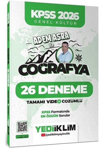 Yediiklim 2026 Kpss Coğrafya 26 Deneme Çözümlü - Adem Asra Yediiklim Yayınları