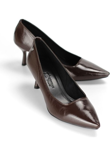 Zelia Esnek Yumuşak Kaymaz Taban (4 Cm) Kahverengi Rugan Kadın Topuklu Ayakkabı fiyatları