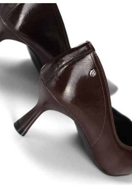 Zelia Esnek Yumuşak Kaymaz Taban (4 Cm) Kahverengi Rugan Kadın Topuklu Ayakkabı indirimleri