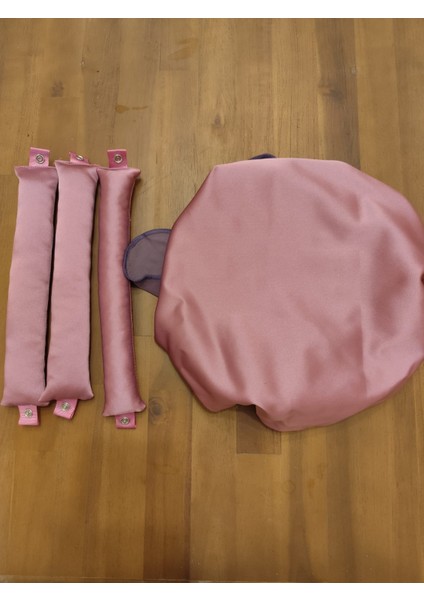 Saten dörtlü ,çıtçıtlı ,saç şekillendiren bigudi seti