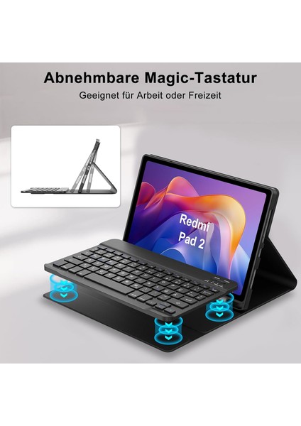 Xiaomi Redmi Pad 2 Uyumlu Tablet Klavyeli Kılıf Kablosuz Bluetooth Akıllı Kalem Bölmeli Tükçe Q Klavyeli Tablet Kılıfı modelleri