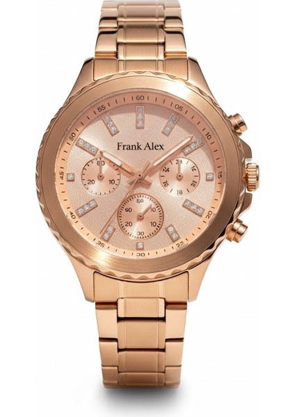 Kadın Kol Saati Altın Renk, Taşlı Kadran - Şık Metal Kordon, 2 Yıl Garantili