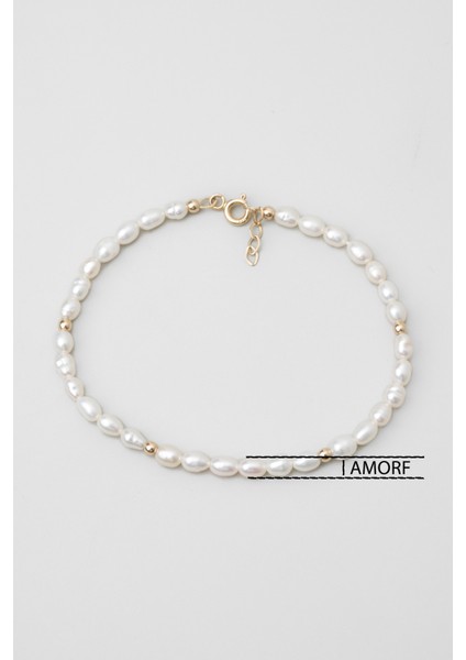 Doğal Inci Taşlı 18 cm 14 Ayar Sarı Altın Bileklik modelleri