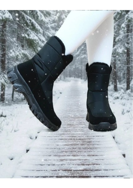 Dayanıklı Kaymaz Taban Su Geçirmez Ortopedik Esnek Fermuarlı Kadın Günlük Kar Botu