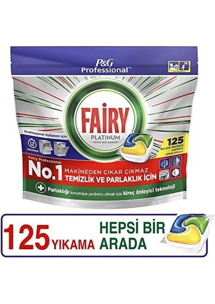 Fairy Proffesional Platinum Limon Kokulu Bulaşık Makinesi Deterjanı Kapsül 125 Yıkama modelleri