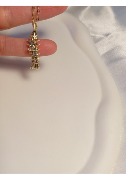 Balık Figürlü Çelik Burç Kolye - 14 K Kaplama fiyatları