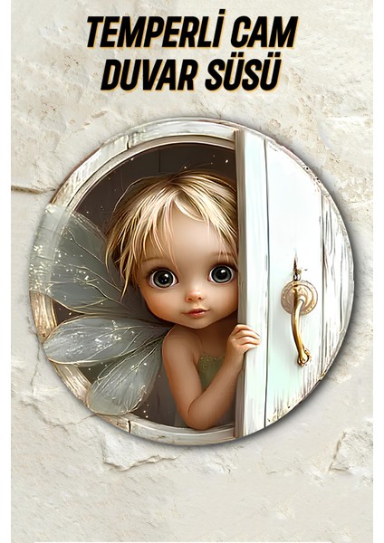 3D Görünümlü Temperli Cam Tablo – Sevimli Peri Kız Temalı Duvar Süsü Uv Baskı 33X33 CM-CDS053 fiyatları