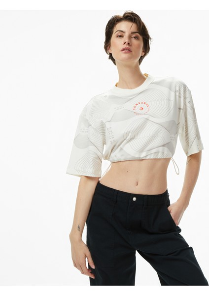 Star Chevron Baskılı Kadın Krem T-SHIRT.286