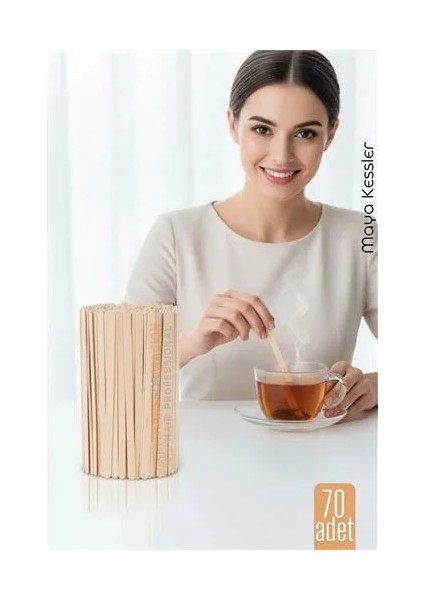 Ahşap Karıştırıcı Kaşık – 70'li Paket | Çay, Kahve ve Servis Için Hijyenik ve Pratik!