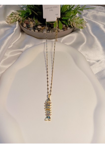 Balık Figürlü Çelik Burç Kolye - 14 K Kaplama modelleri