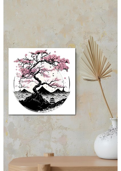 Sakura Ağacı Temalı Temperli Cam Kare Tablo 33X33 cm Ebadında Uv BASKI-CKT028 fırsatları