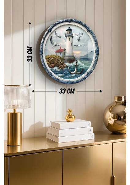 3D Görünümlü Temperli Cam Tablo – Deniz Feneri ve Martı Temalı Duvar Süsü Uv Baskı 33X33 CM-CDS066 modelleri
